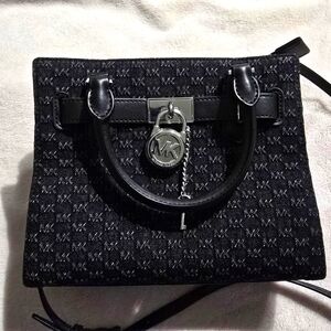 Michael Kors Black Denim Hamilton Satchel